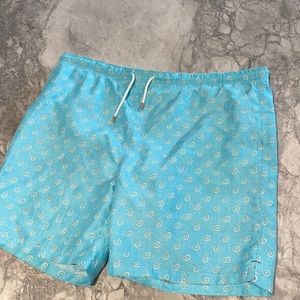 Peter Millar Blue Paisley Print Board Shorts